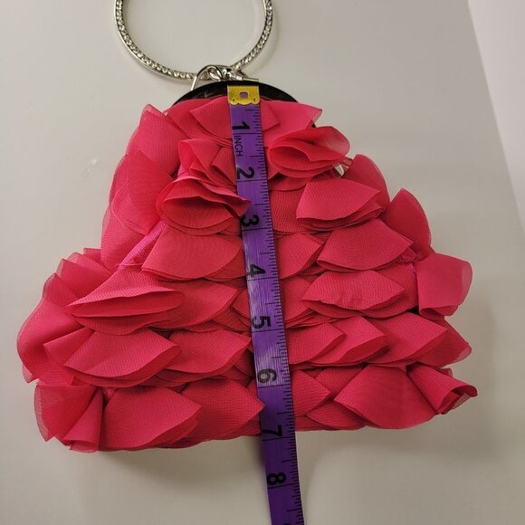 Ruffles and Frills Pink Wristlet Clutch Purse Party Evening Cocktail Bag - Picture 13 of 14